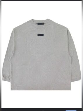 Fear of God Essentials Heather Gray Crewneck Pullover with Black Logo Patch